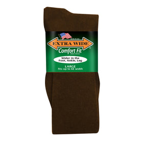 Extra Wide Men's Comfort Fit Dress Socks in Brown - Large