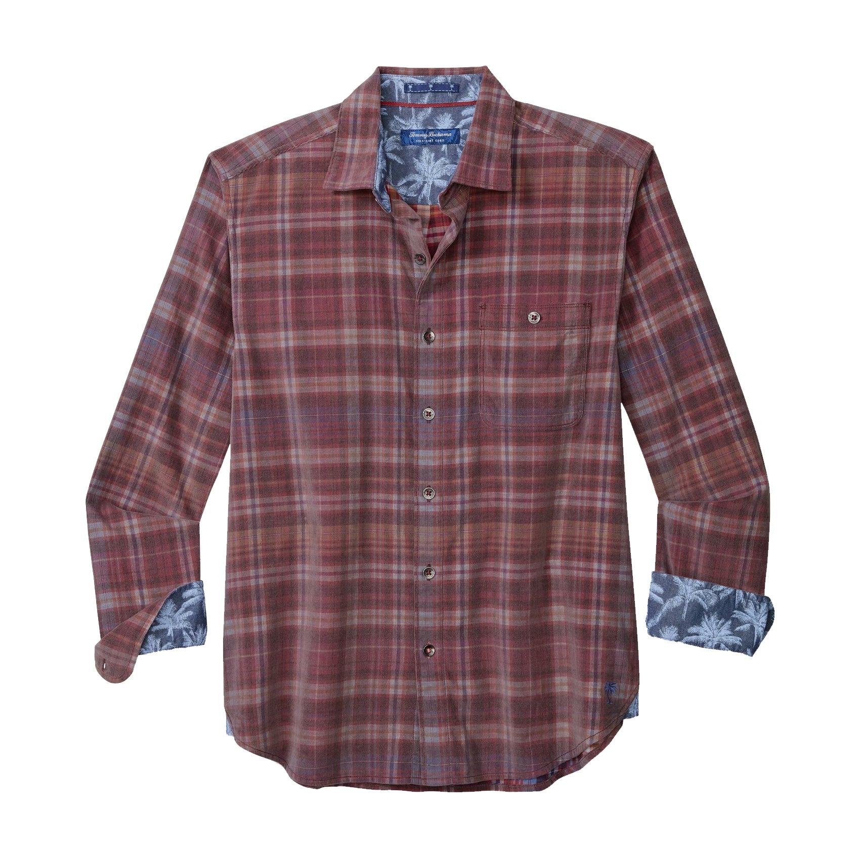 Tommy Bahama Coastline Cord Harbor Check in Aged Claret - Big & Tall 4X