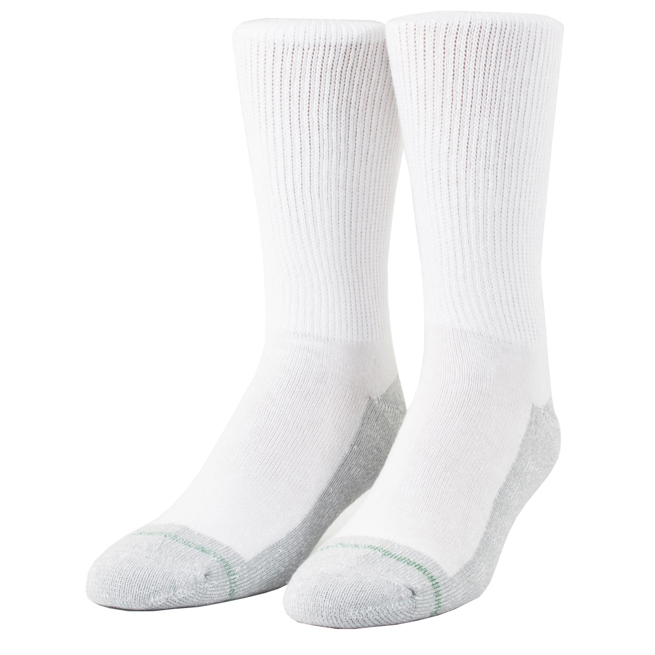 Extra Wide Loose Fit Stays Up Cotton Casual Crew Socks - White Extra Wide Loose Fit Stays Up Cotton Casual Crew Socks - White
