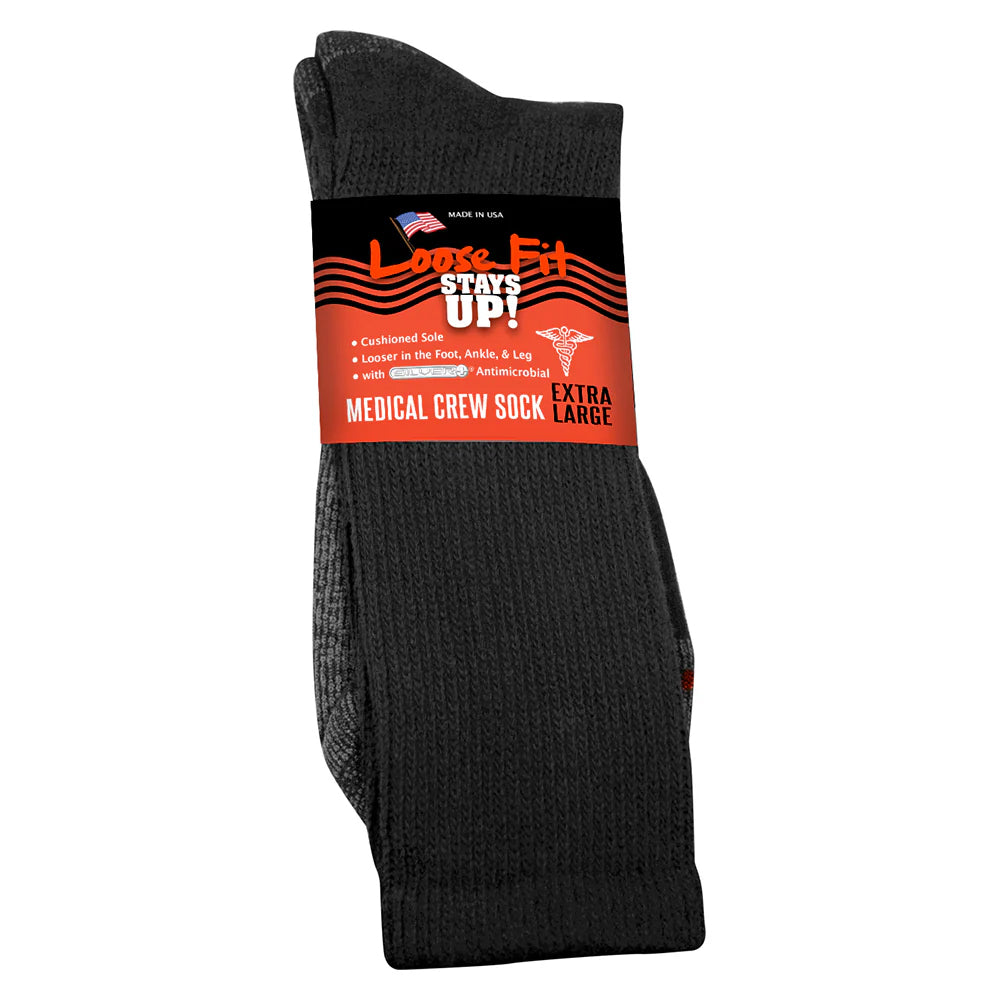 Socks Loose Fit Medical Crew Black