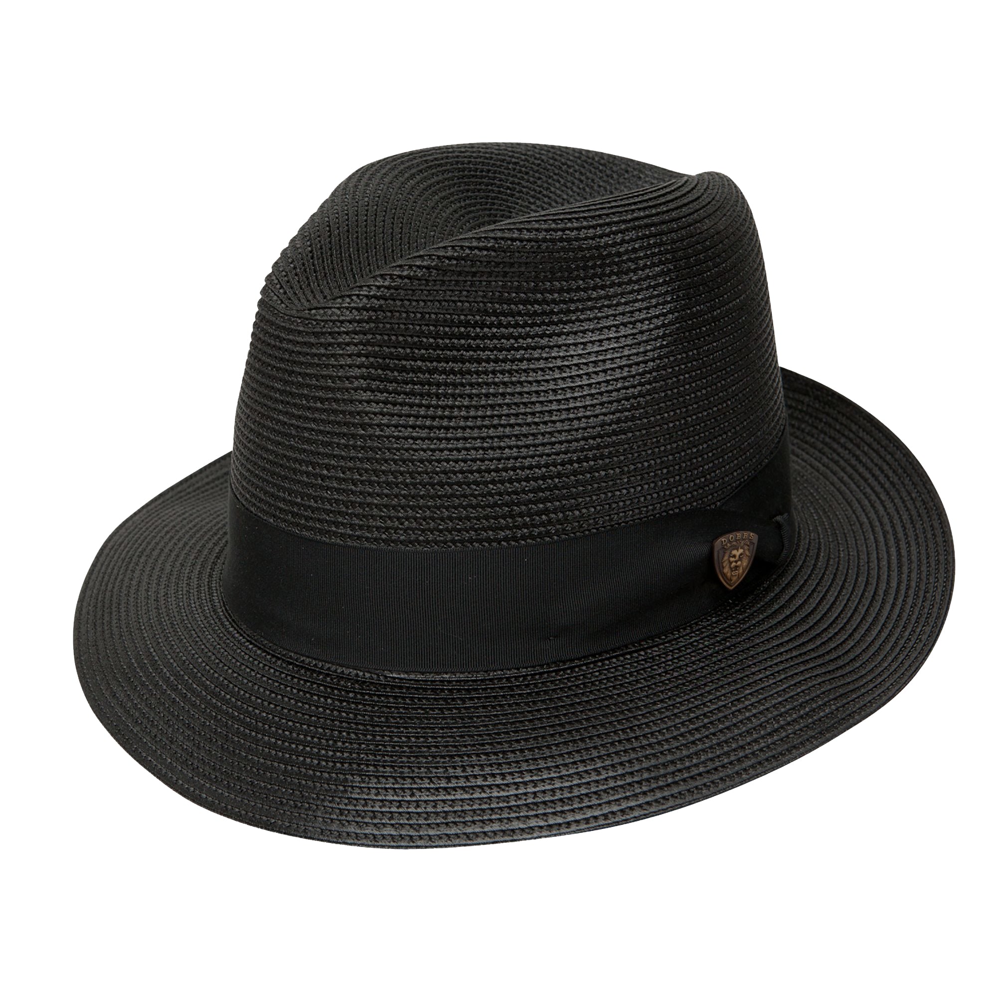Dobbs Rosebud Straw Fedora Hat in Black