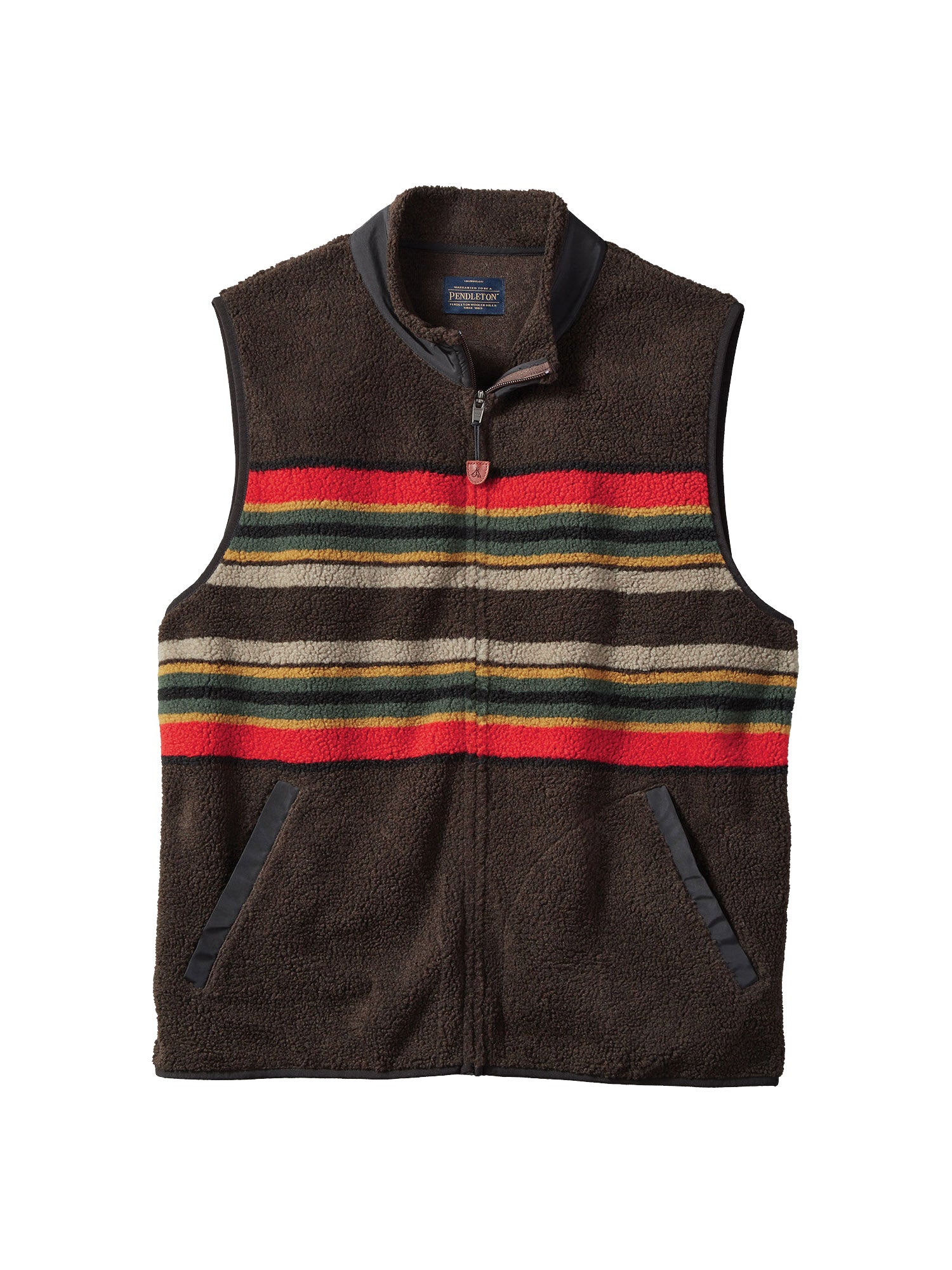 Pendleton Camp Stripe Fleece Vest in Brown