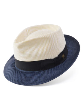 Stetson Dutoni Straw Hat in Ivory / Navy - Size Small