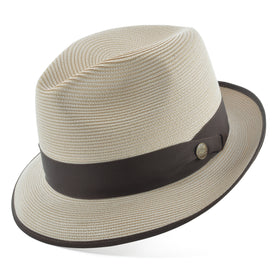 Stetson Latte Florentine Milan Straw Fedora Hat in Sand