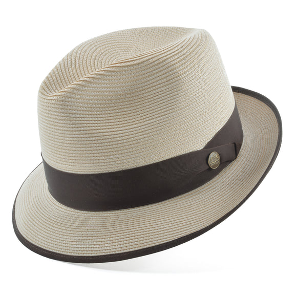 Stetson Latte Florentine Milan Straw Fedora Hat in Sand