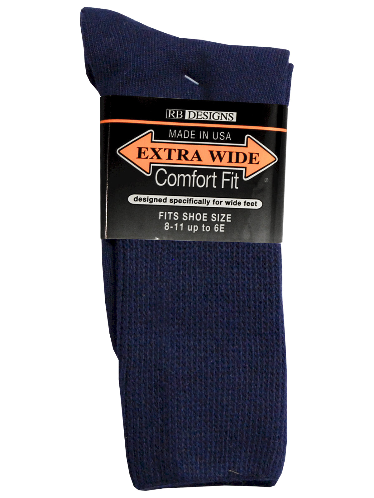 Extra Wide Men's Comfort Fit Athletic Crew Socks in Navy - Size Large (12 - 16)