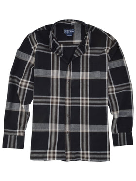 Indygo Smith Long Sleeve Plaid Sport Shirt in Black - Big Man Sizes