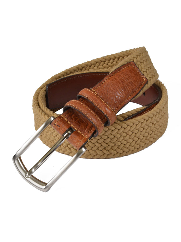 Torino Cotton Elastic Men's Belts in Camel - Regular Sizes