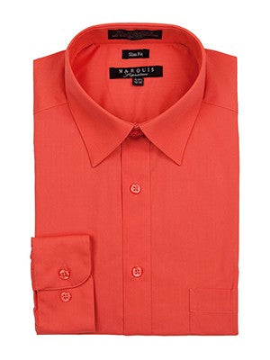 Marquis Men's Cotton Blend Slim Fit Dress Shirts - Salmon / 17.5-34/35 Marquis Men's Cotton Blend Slim Fit Dress Shirts - Salmon / 17.5-34/35
