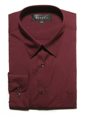Marquis Men's Cotton Blend Dress Shirts - Regular Sizes - BURGUNDY