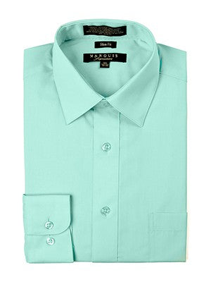 Marquis Men's White Long Sleeve Regular Fit Point Collar Dress Shirt 14.5 /  32-33