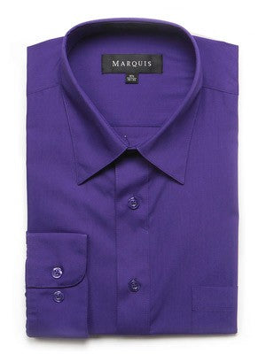 Marquis Men's Cotton Blend Slim Fit Dress Shirts - Regular Sizes - Purple