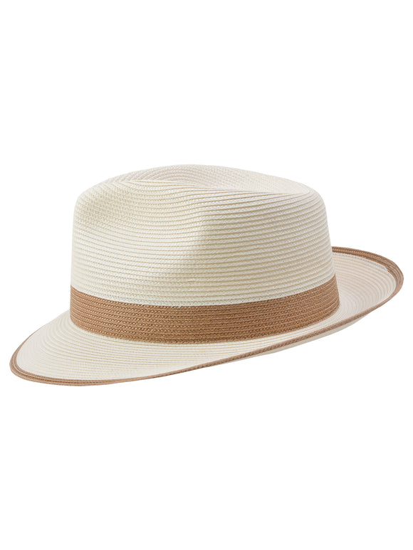 Dobbs Thumbs Up Milan Straw Hat in Ivory/Cognac