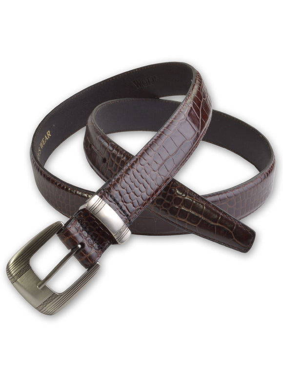 Marc Wolf Embossed Crocodile Belts in Brown 6006B-BRN (44-54)