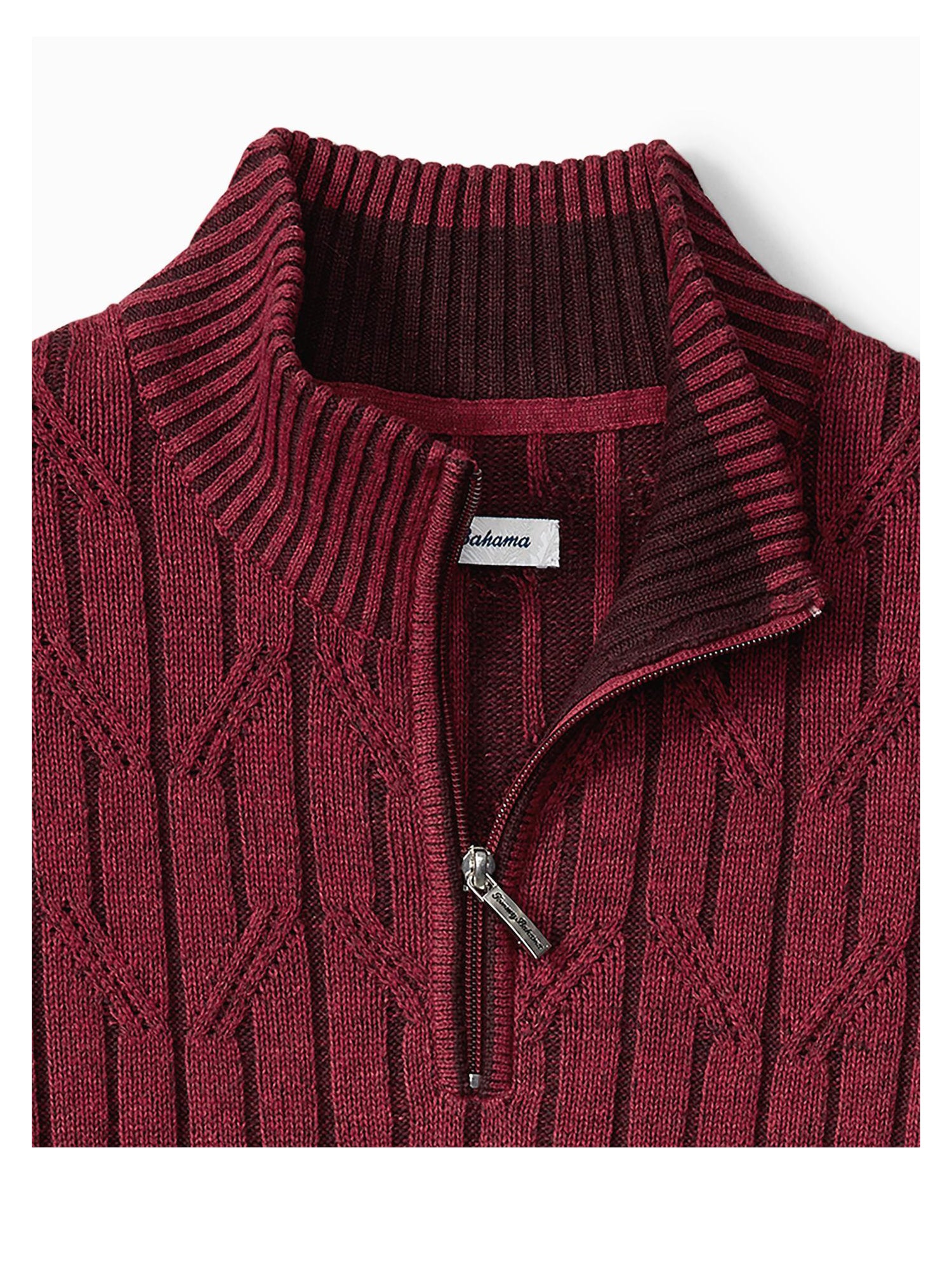 Tommy Bahama Deep Sea Half Zip Cable Sweater in Cherry Stone - 0