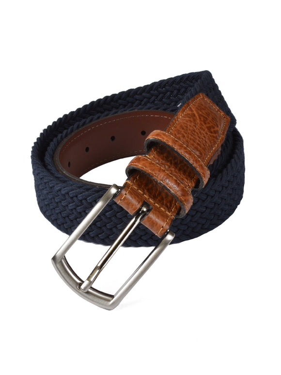 Torino Cotton Elastic Men's Belts in Navy - Big Man Sizes
