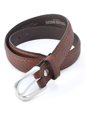 Lejon Pinnacle Bison Pebble Grain Leather Belt in Peanut