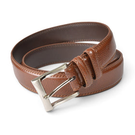 Florsheim Genuine Leather Pebble Grain Dress Belts in Cognac (Sizes 46-60)