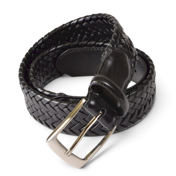 Outfitter Genuine Leather Braided Stretch Belts in Black (Sizes 34-44)