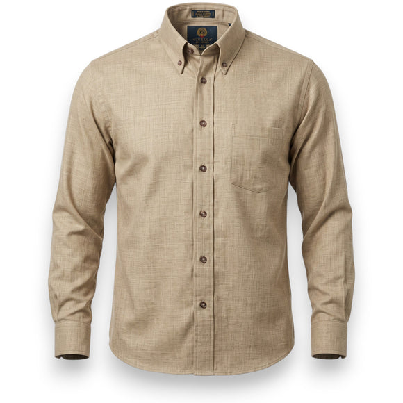 Viyella Wool Blend Sport Shirt in Shiitake - Tall Sizes