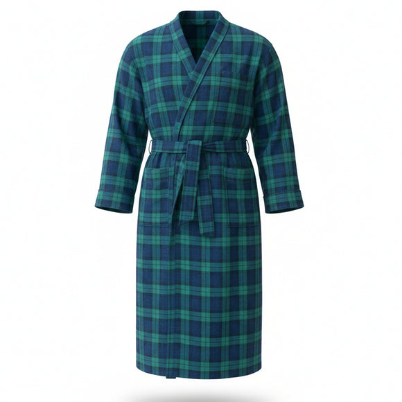 Viyella Shawl Collar Robe in Black Watch