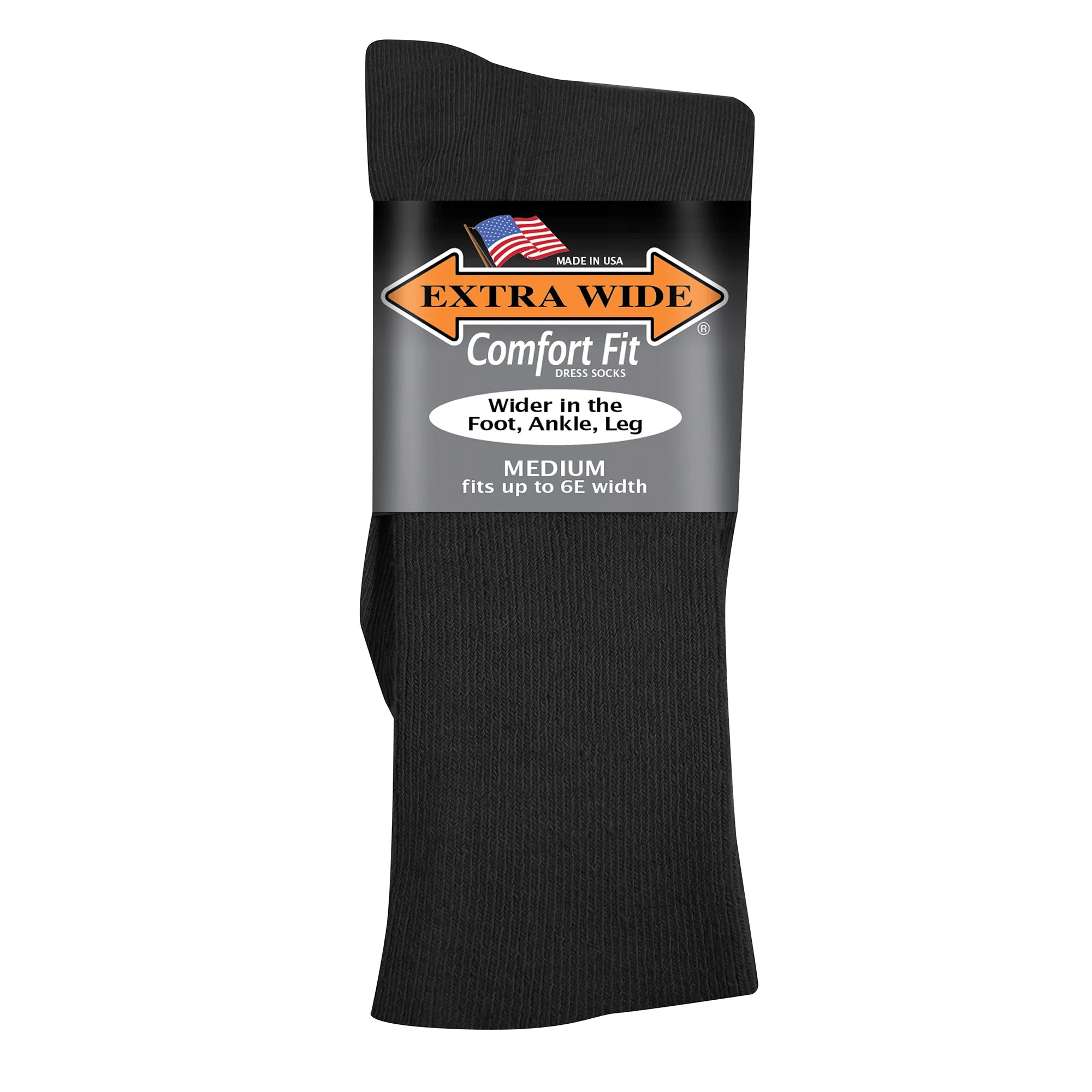 Extra Wide Men's Comfort Fit Dress Socks in Black - Medium