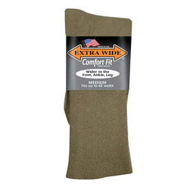 Extra Wide Men's Comfort Fit Dress Socks in Tan - Medium