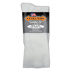 Extra Wide Men's Comfort Fit Dress Socks in White - Medium