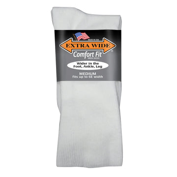 Extra Wide Men's Comfort Fit Dress Socks in White - Medium
