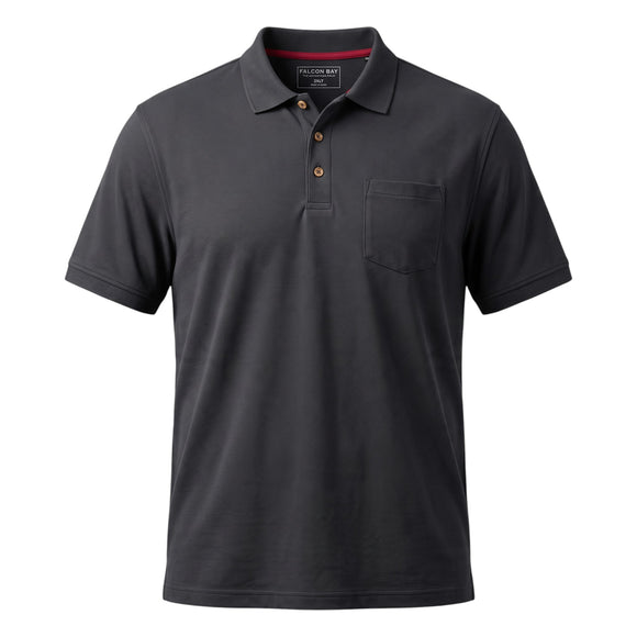 Falcon Bay Short Sleeve Advantage Polo in Black - Tall Sizes