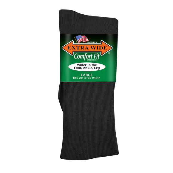 Extra Wide Men's Comfort Fit Dress Socks in Black - Large