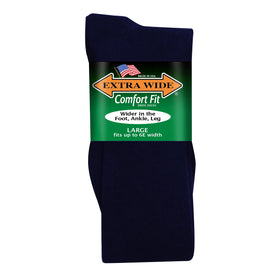 Extra Wide Men's Comfort Fit Dress Socks in Navy - Large