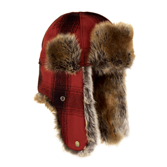 Stormy Kromer Northwoods Trapper Hat in Red/Black Plaid