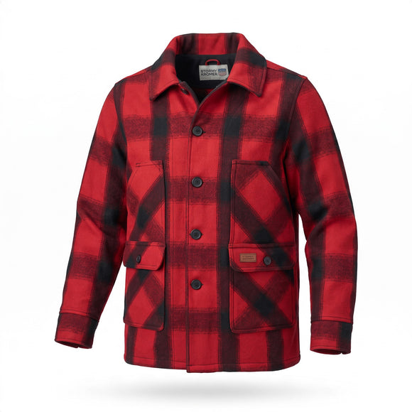 Stormy Kromer Mackinaw Coat in Red / Black Plaid
