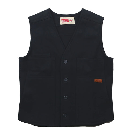Stormy Kromer 100% Wool Button Vest in Black