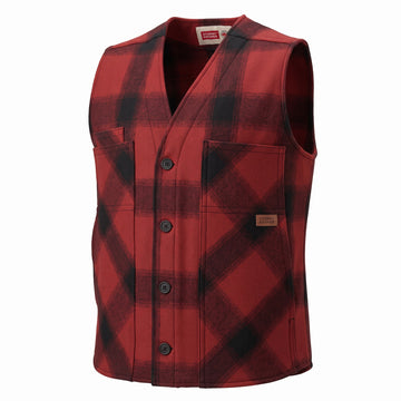 Stormy Kromer 100% Wool Button Vest in Red / Black - Tall Sizes