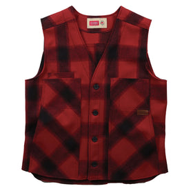 Stormy Kromer 100% Wool Button Vest in Red / Black - Tall Sizes