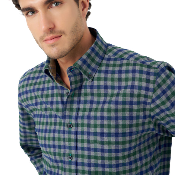 Leo Chevalier Non Iron Sport Shirt in Forest