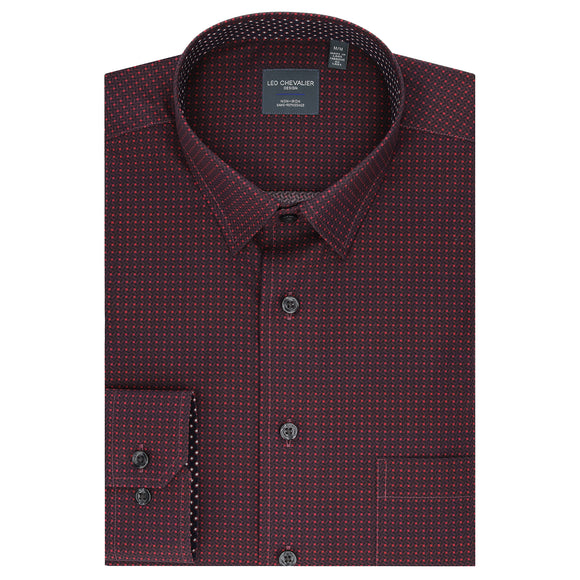 Leo Chevalier Non Iron Sport Shirt in Red