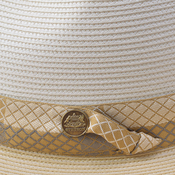 Stetson Andover Florentine Milan Straw Hat in Beige / Sand