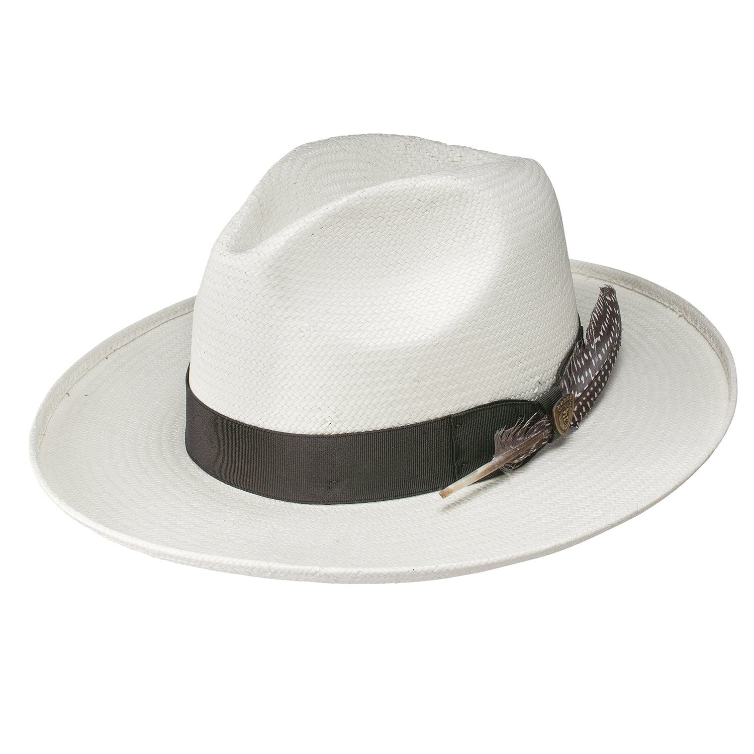 Dobbs Arlo (Brown Band) Shantung Toyo Straw Hat with Feather