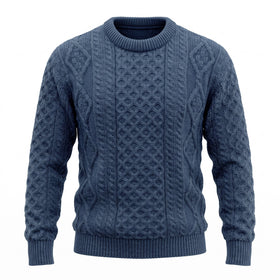West End Inis Mor Aran Crew Neck Sweater in Caspian