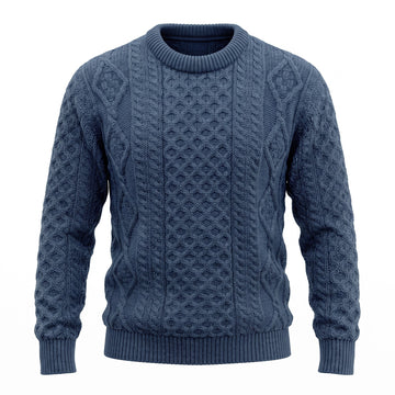 West End Inis Mor Aran Crew Neck Sweater in Caspian