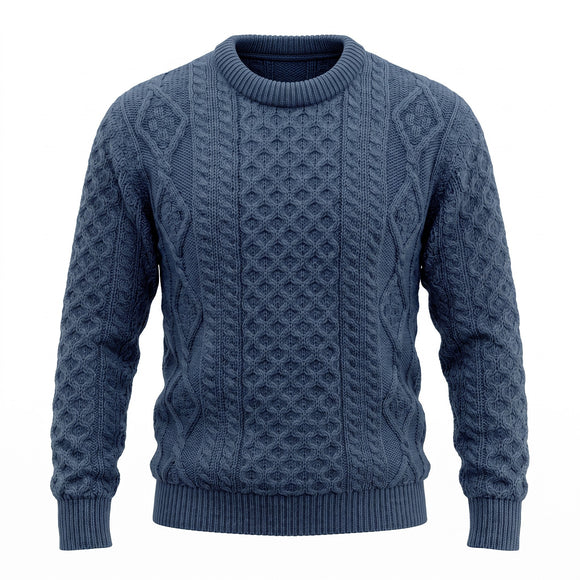West End Inis Mor Aran Crew Neck Sweater in Caspian
