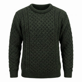 West End Kildare Merino Crew Neck Sweater in Army Green