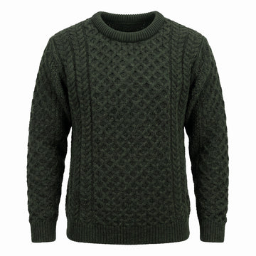West End Kildare Merino Crew Neck Sweater in Army Green