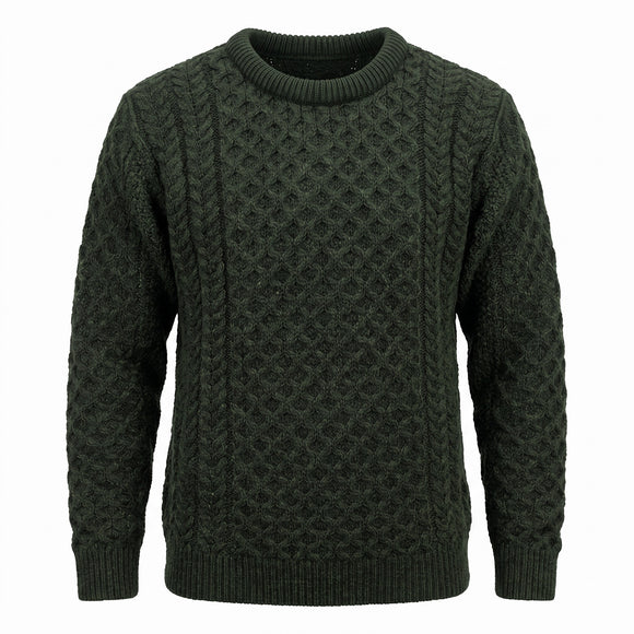 West End Kildare Merino Crew Neck Sweater in Army Green