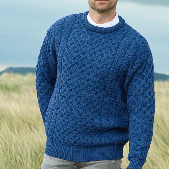 West End Kildare Merino Crew Neck Sweater in Denim