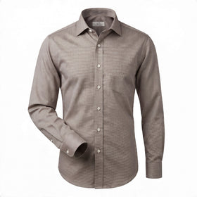 Cooper & Stewart Non-Iron Diamond Dobby Dress Shirt in Tan