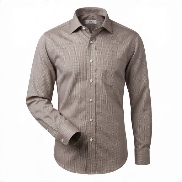 Cooper & Stewart Non-Iron Diamond Dobby Dress Shirt in Tan